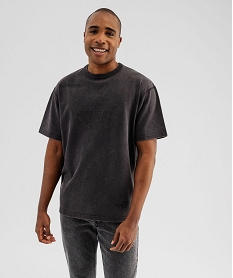 GEMO Tee-shirt manches courtes coloris délavé avec inscriptions homme Gris