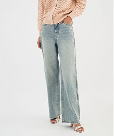 GEMO Jean wide leg taille haute femme Gris