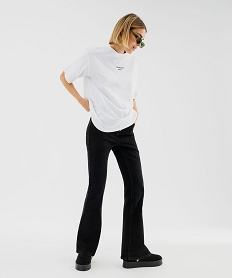 GEMO Jean flare taille haute avec boutons apparents femme noir standard