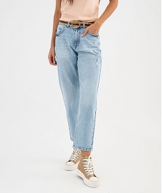 GEMO Jean mom femme avec ceinture fantaisie Gris