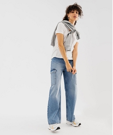 GEMO Jean cargo ample en denim de coton femme Bleu