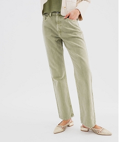 GEMO Jean droit en denim coloré 100% coton femme vert standard