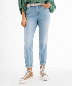 GEMO Jean Slim longueur 78ème avec ceinture femme bleu vif