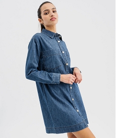 GEMO Robe chemise en toile denim femme Bleu