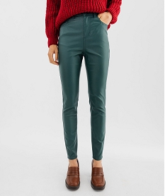 GEMO Pantalon skinny enduit push-up taille haute femme vert standard