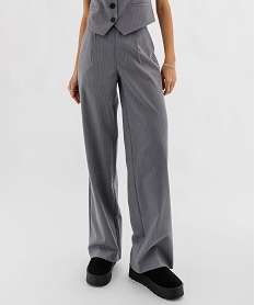 GEMO Pantalon large à taille haute et fines rayures brillantes femme gris standard