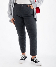 GEMO Pantalon regular en viscose stretch femme grande taille Gris