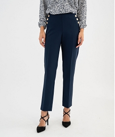GEMO Pantalon avec boutons sur les hanches femme Bleu