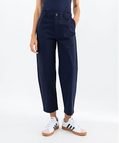GEMO Pantalon en coton stretch coupe carotte femme Bleu