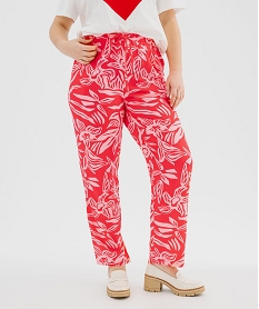 GEMO Pantalon fluide à motifs fleuris femme grande taille Rouge