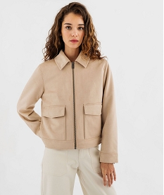 GEMO Blouson zippé en suédine femme Beige