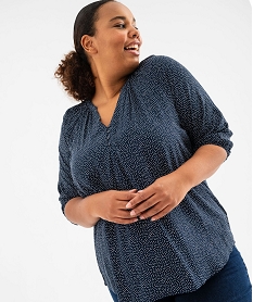 GEMO Blouse imprimée à manches 34 femme grande taille Blanc