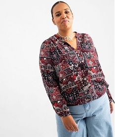 GEMO Blouse femme grande taille imprimée ajustable dans le bas Imprimé