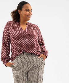 GEMO Blouse femme grande taille imprimée ajustable dans le bas Imprimé