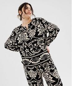 GEMO Blouse imprimée femme grande taille Noir