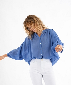 GEMO Blouse à manches longues coupe oversize femme bleu vif