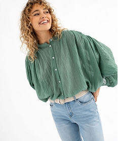 GEMO Blouse à manches longues coupe oversize femme vert standard