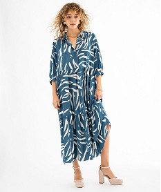 GEMO Robe à manches 34 imprimée en viscose femme Imprimé