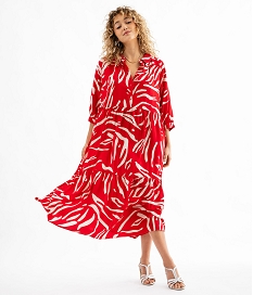 GEMO Robe à manches 34 imprimée en viscose femme Imprimé