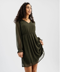 GEMO Robe imprimée en voile à manches longues femme Imprimé