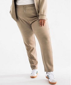 GEMO Pantalon en maille avec ceinture élastique femme grande taille Brun