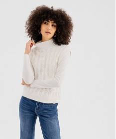 GEMO Pull effet 2-en-1 avec tee-shirt femme - LuluCastagnette blanc chine