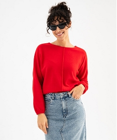 GEMO Pull fin à manches chauve-souris femme rouge standard