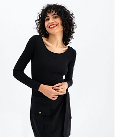 GEMO Body à manches longues en maille côtelée femme noir standard