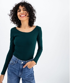GEMO Body à manches longues en maille côtelée femme vert standard