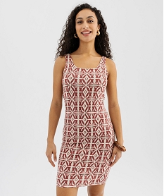 GEMO Robe courte à bretelles en jersey stretch imprimé femme Imprimé