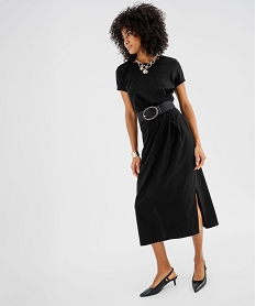 GEMO Robe longue manches courtes en maille femme noir standard