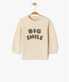 GEMO Sweat en molleton doux à message bouclette garçon blanc chine