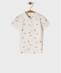 GEMO Polo manches courtes en maille piquée à motif bébé garçon Blanc