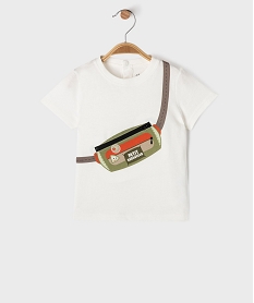 GEMO Tee-shirt manches courtes avec motif sur le buste bébé garçon Blanc