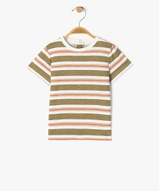 GEMO Tee-shirt manches courtes à rayures bébé garçon Blanc