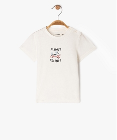 GEMO Tee-shirt manches courtes à message bébé garçon Blanc