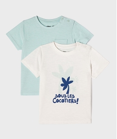 GEMO Tee-shirt à manches courtes imprimés bébé garçon (lot de 2) Blanc