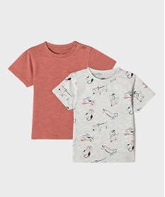 GEMO Tee-shirt à manches courtes imprimés bébé garçon (lot de 2) Rose