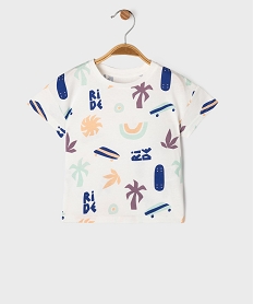 GEMO Tee-shirt manches courtes à motifs skate bébé garçon Blanc