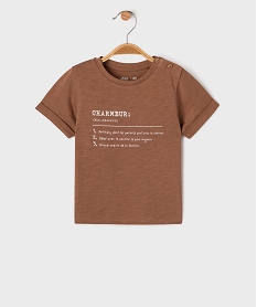 GEMO Tee-shirt manches courtes avec inscription bébé garçon marron standard
