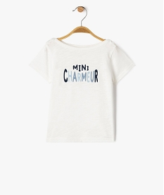 GEMO Tee-shirt à manches courtes avec col bateau bébé garçon Blanc