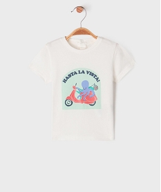 GEMO Tee-shirt manches courtes avec motif estival bébé garçon Blanc