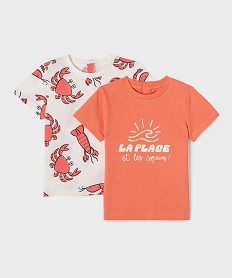 GEMO Tee-shirts manches courtes imprimés bébé garçon (lot de 2) orange standard