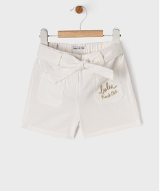 GEMO Short ample en coton avec ceinture à nouer bébé fille - LuluCastagnette Blanc
