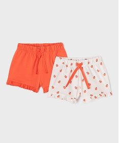 GEMO Short en coton avec volants bébé fille (lot de 2) orange standard