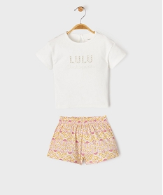 GEMO Ensemble 2 pièces tee-shirt et short bébé fille - LuluCastagnette Blanc
