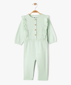 GEMO Combinaison pantalon en maille avec volants brodés bébé fille Vert