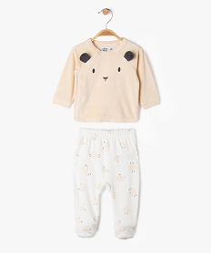 GEMO Pyjama en velours 2 pièces bébé à motifs moutons Beige