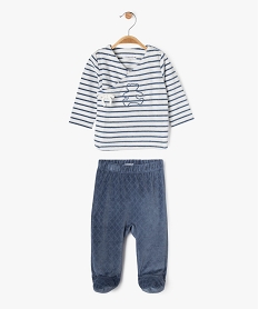 GEMO Pyjama velours 2 pièces bébé garçon - LuluCastagnette Blanc