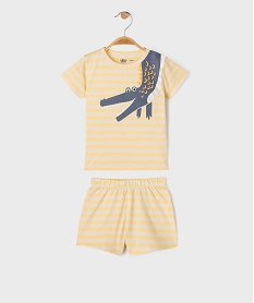 GEMO Pyjashort 2 pièces en coton à rayures motif crocodile bébé garçon jaune standard